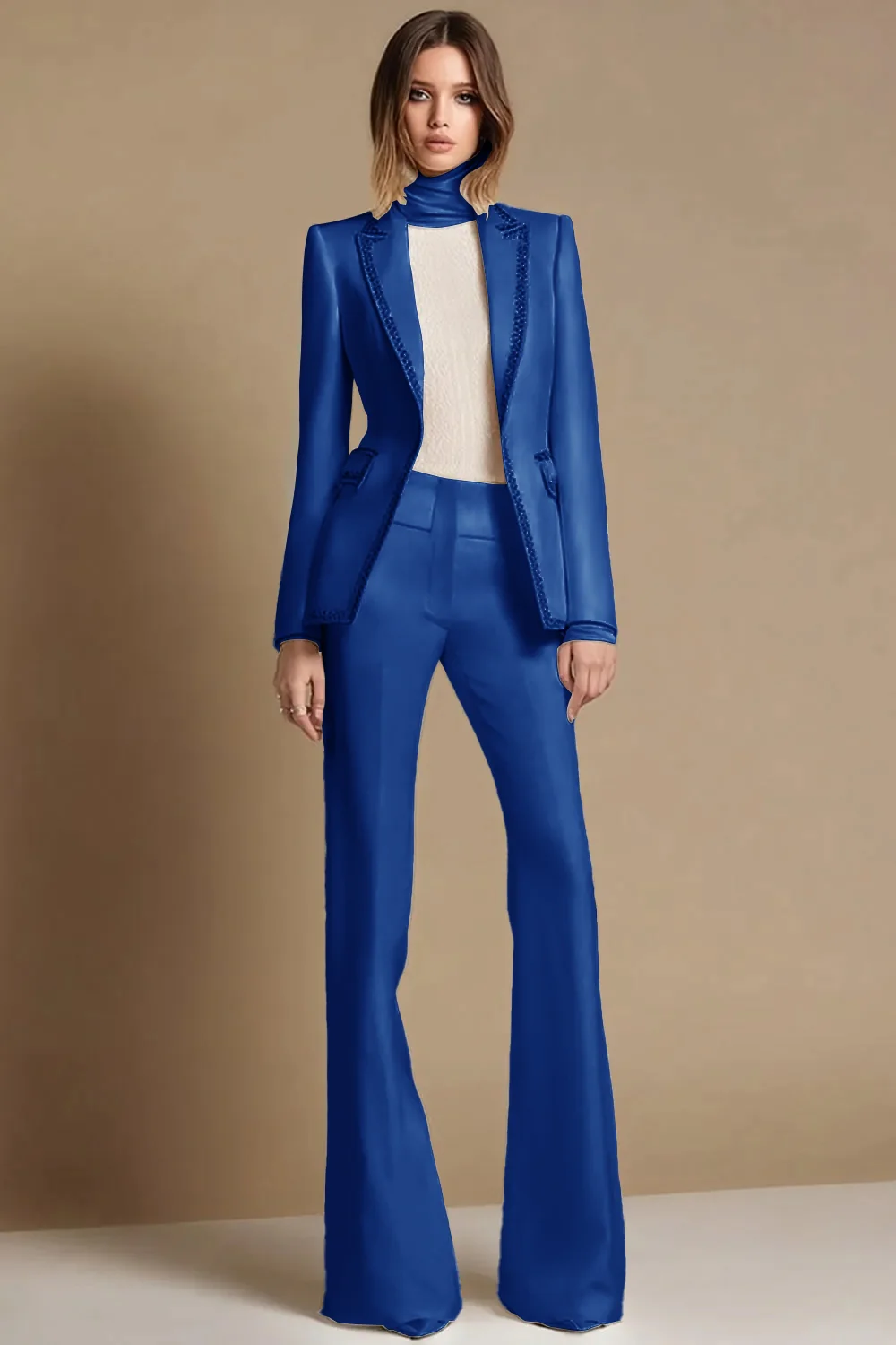 2 Piece Sparkly White Peak Lapel Prom Suits with Beading - Image 9