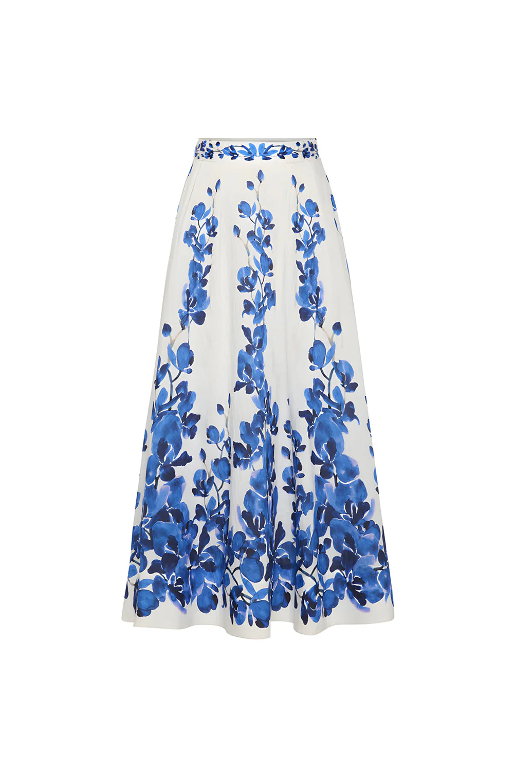 2 Piece White Blue Flower Long Sleeves Swimwear Set with Beach Dress - Image 3