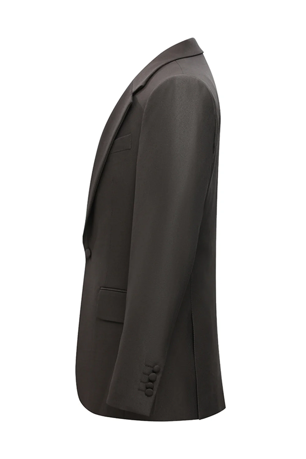 3 Piece Notched Lapel One Button Coffee Men's Suits - Image 4