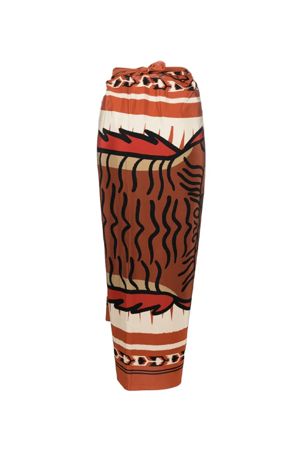 3 Piece One Shoulder Orange Ruched Swimsuit with Beach Dress - Image 4