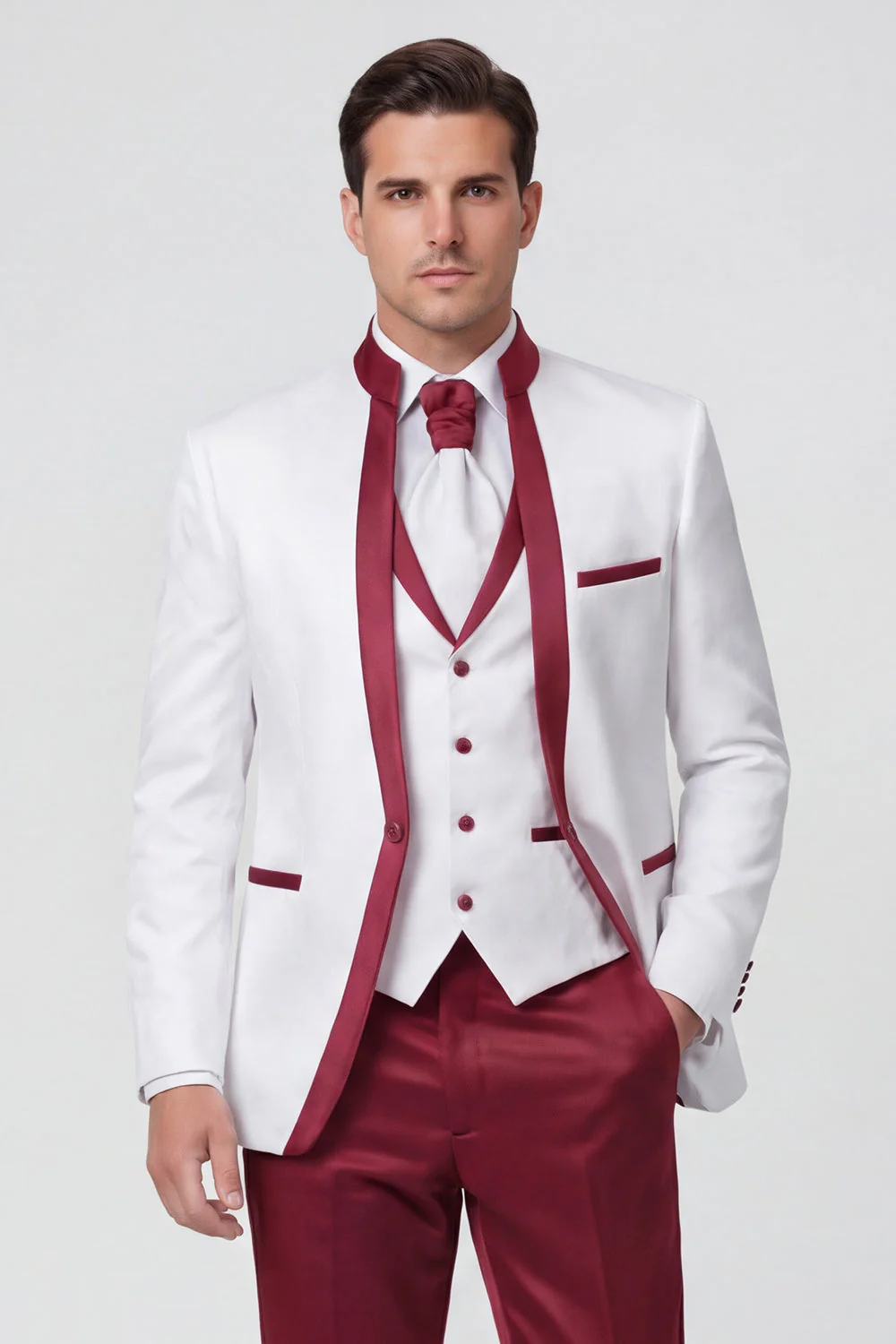 Royal Blue 3 Piece One Button Men's Suits - Image 5