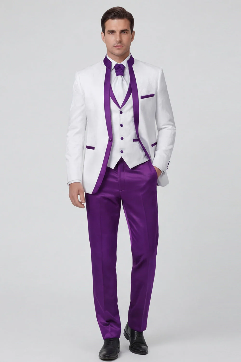 Royal Blue 3 Piece One Button Men's Suits - Image 8