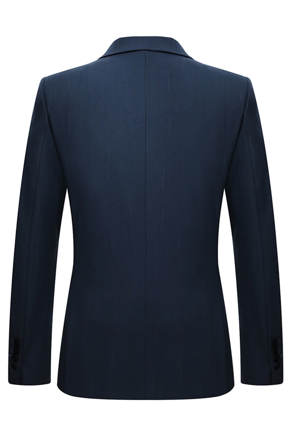 3 Piece Single Breasted Slim Fit Peak Lapel Men's Navy Suits - Image 3