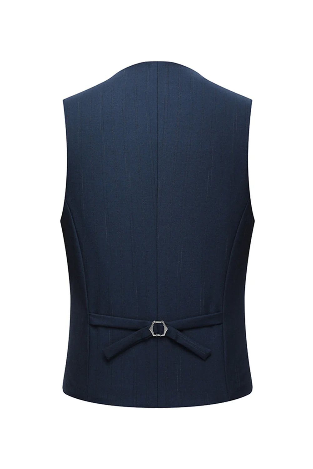 3 Piece Single Breasted Slim Fit Peak Lapel Men's Navy Suits - Image 6