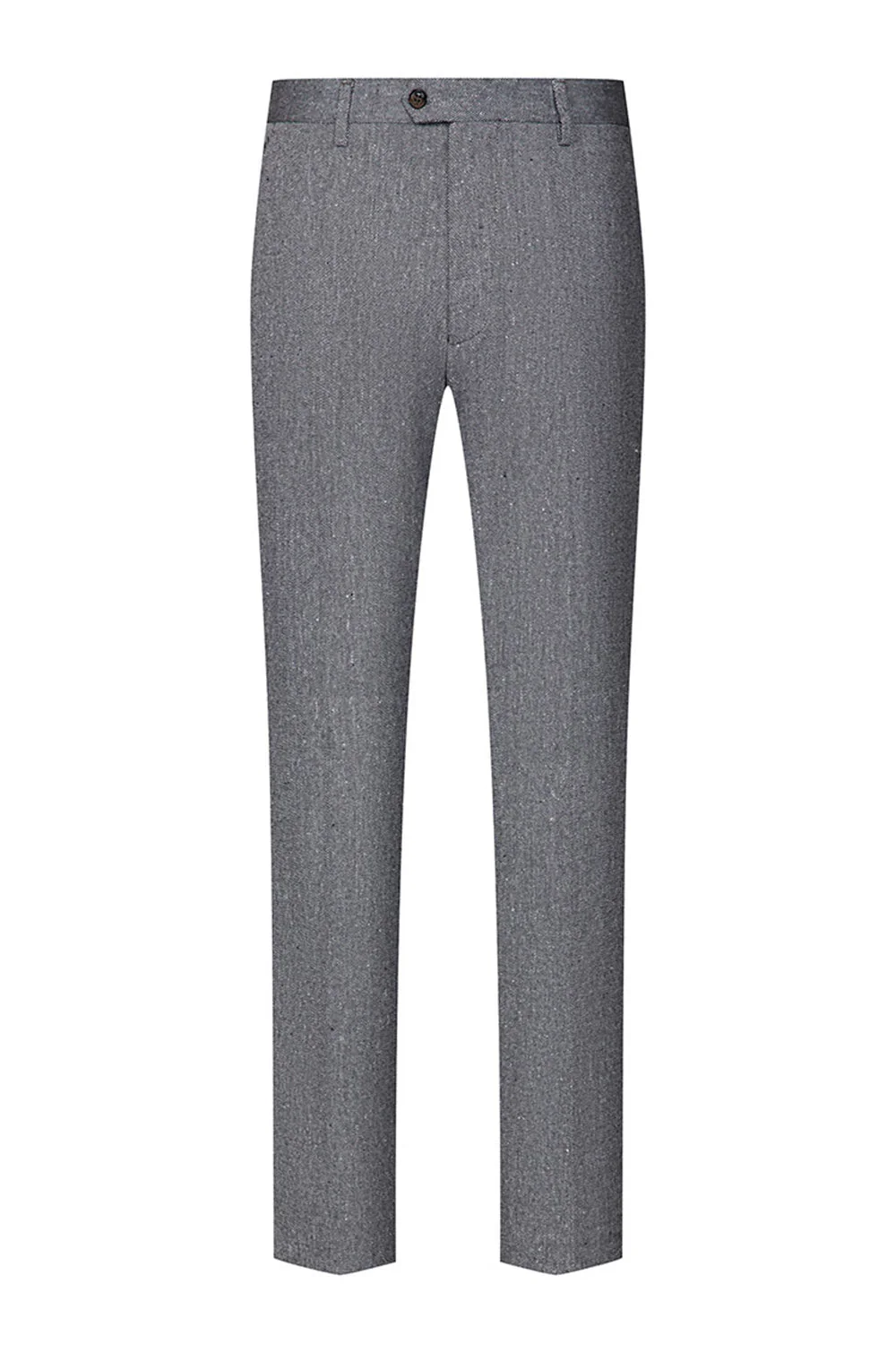 3 Piece Slim Fit Notched Lapel Men's Grey Suits - Image 5