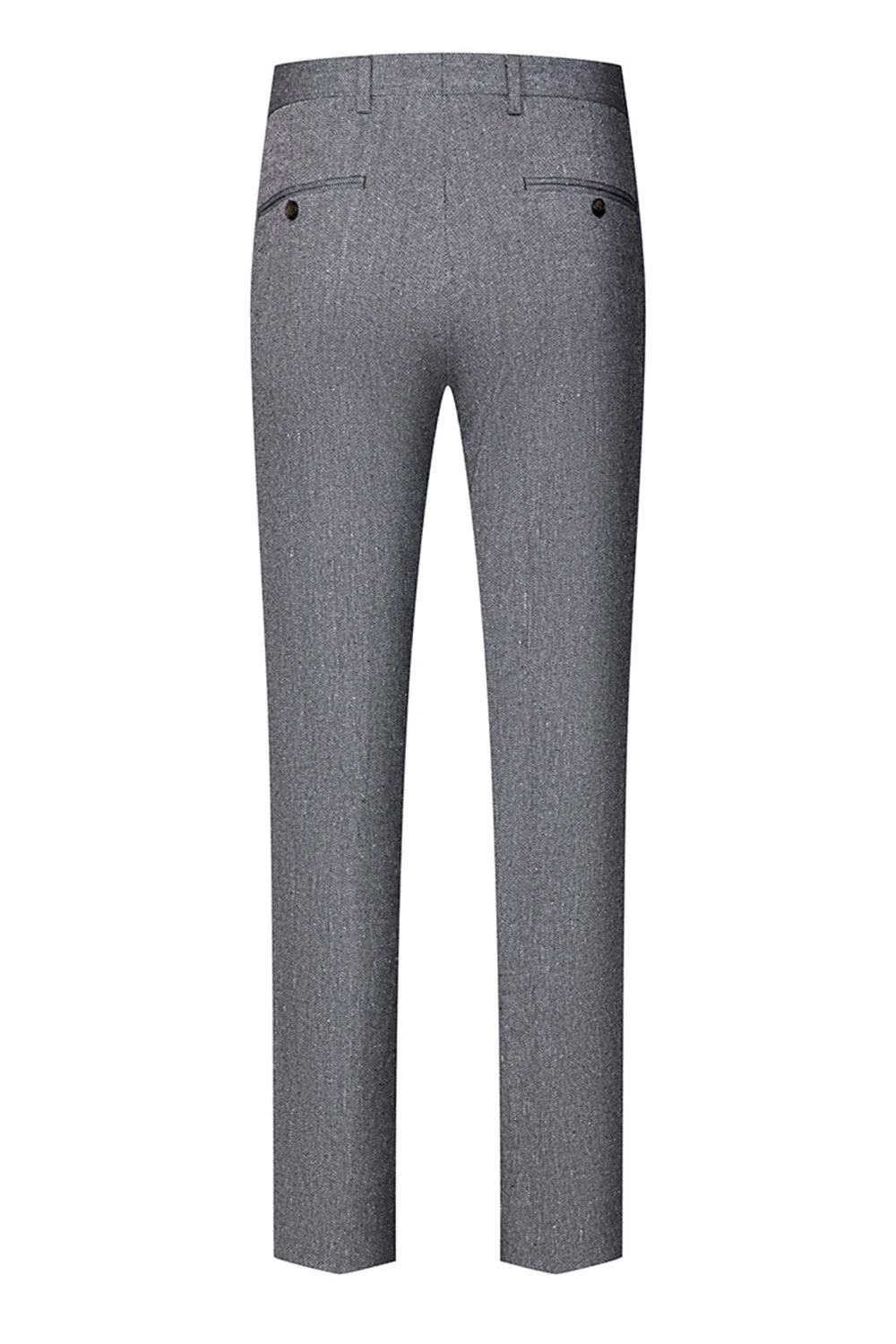 3 Piece Slim Fit Notched Lapel Men's Grey Suits - Image 6