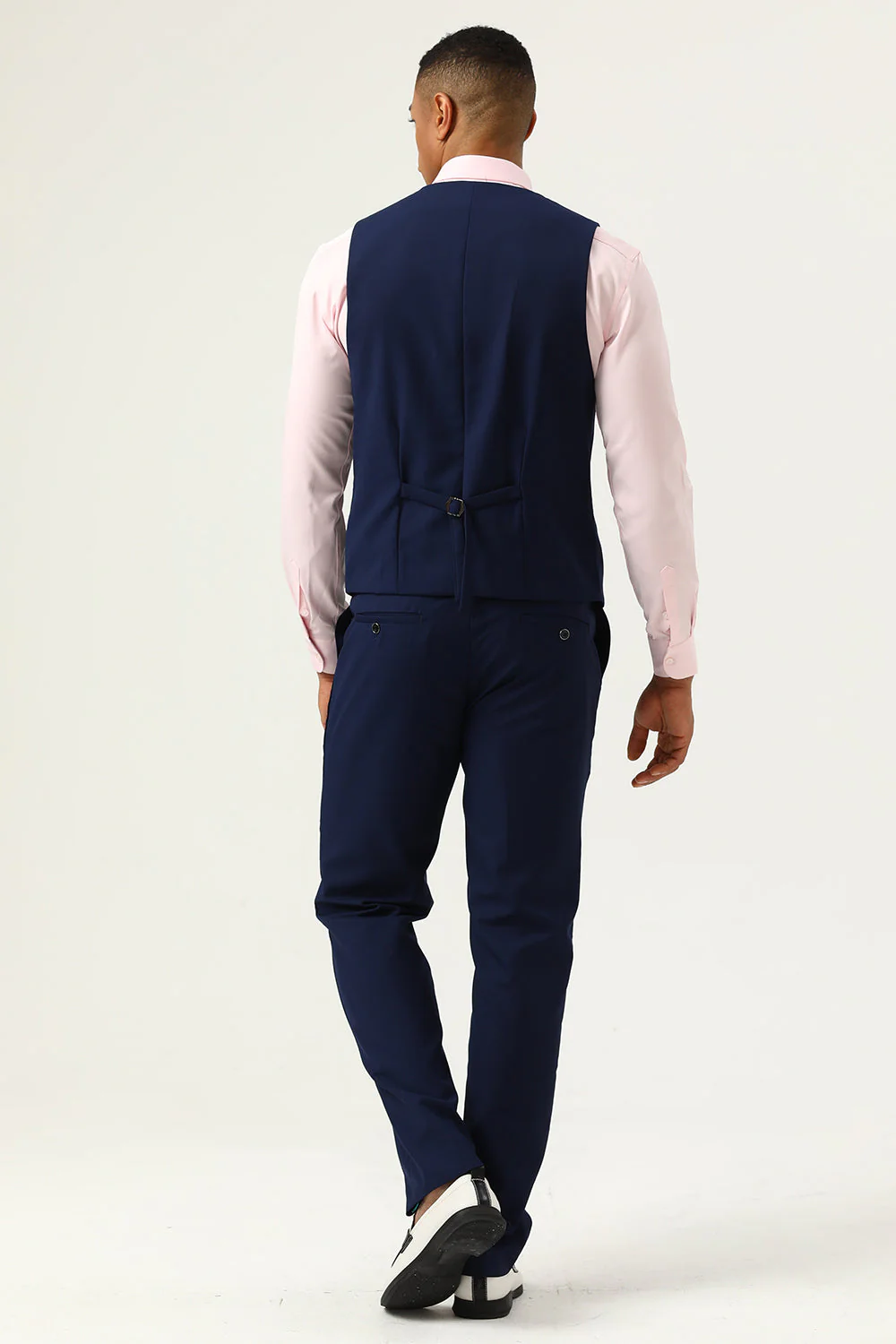 3 Pieces Navy Blue Slim Fit Casual Tuxedo Suits - Image 6