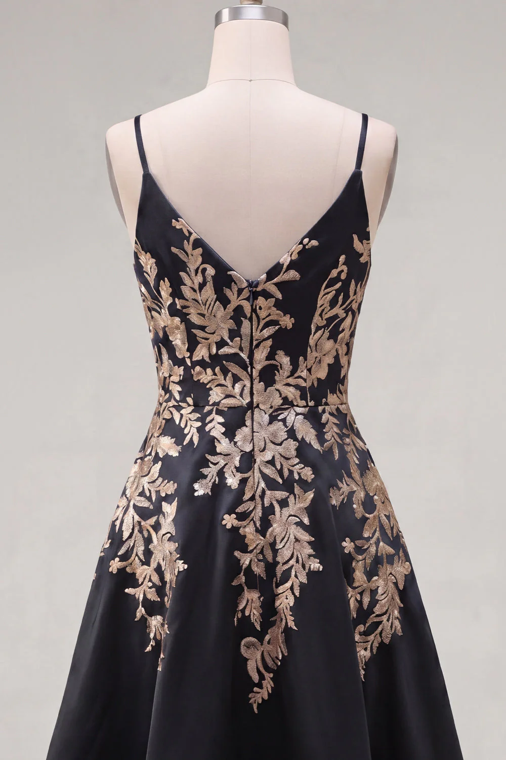 Black A-Line Satin Sequins Asymmetrical Cocktail Dress - Image 8