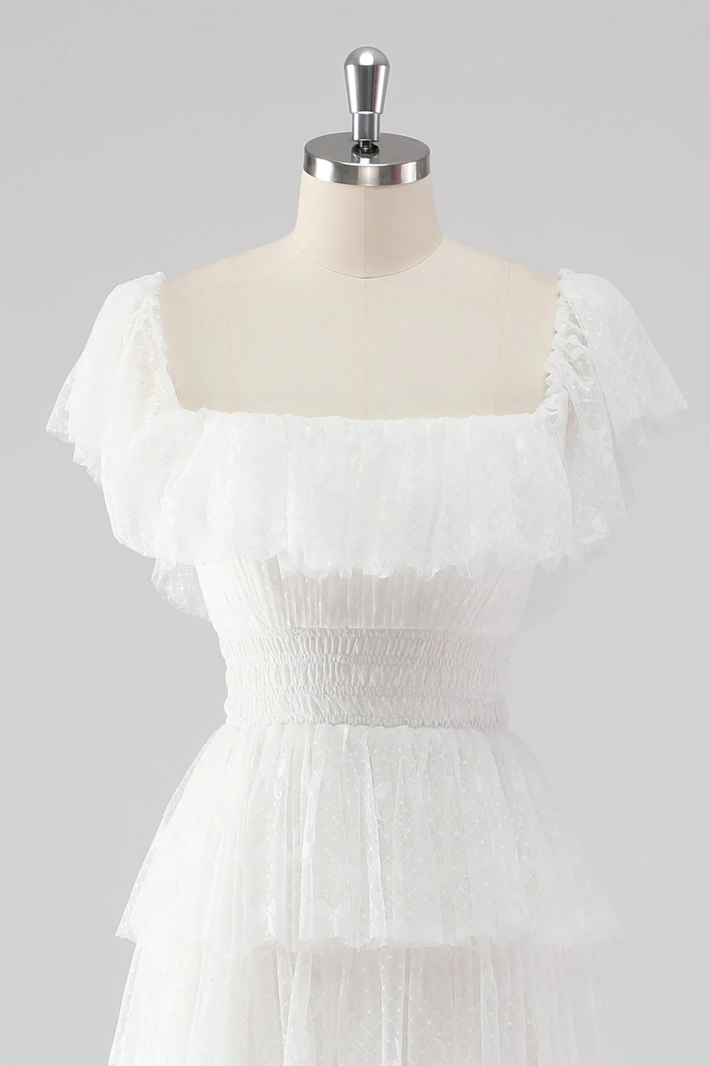 A Line Black Square Neck Tiered Formal Dress - Image 10