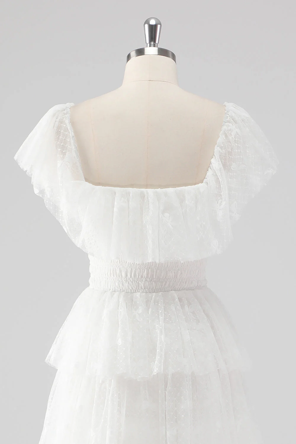 A Line Black Square Neck Tiered Formal Dress - Image 11