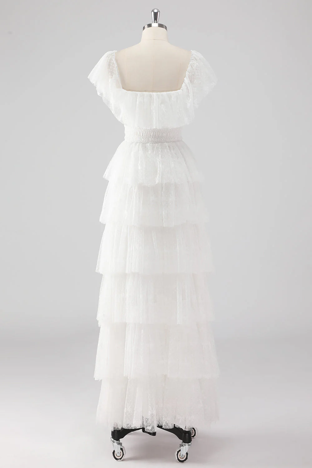 A Line Black Square Neck Tiered Formal Dress - Image 8