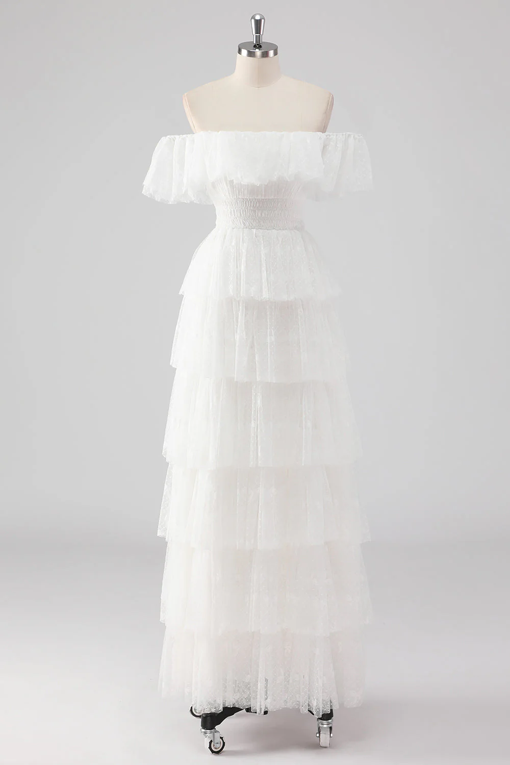 A Line Black Square Neck Tiered Formal Dress - Image 9