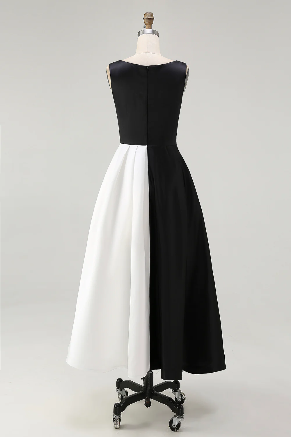 A Line Boat Neck Satin Evening Dress - Image 5