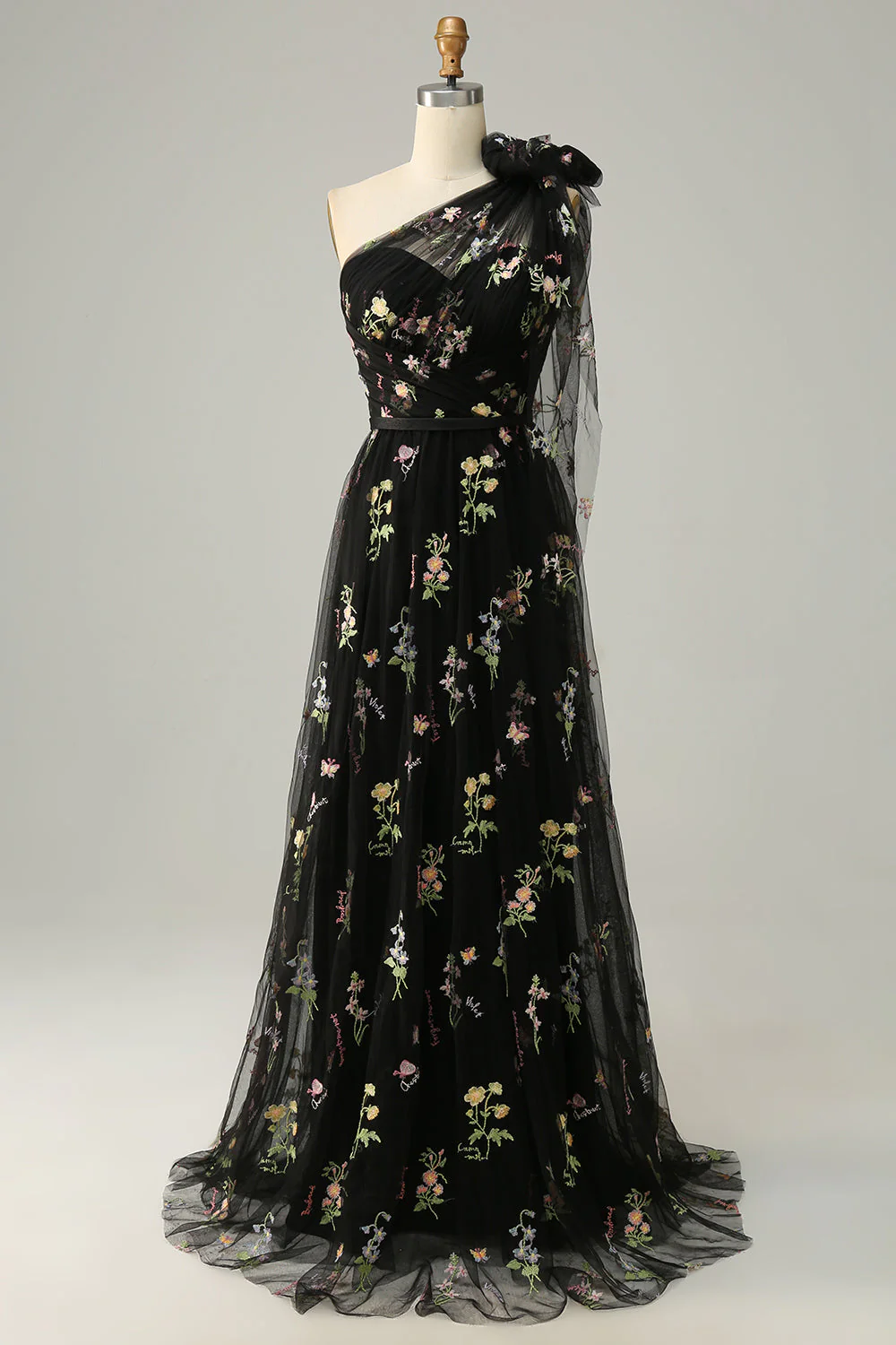 A-Line Grey Blue Long Prom Dress With Embroidery - Image 11