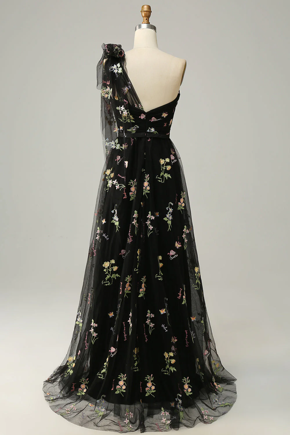 A-Line Grey Blue Long Prom Dress With Embroidery - Image 12