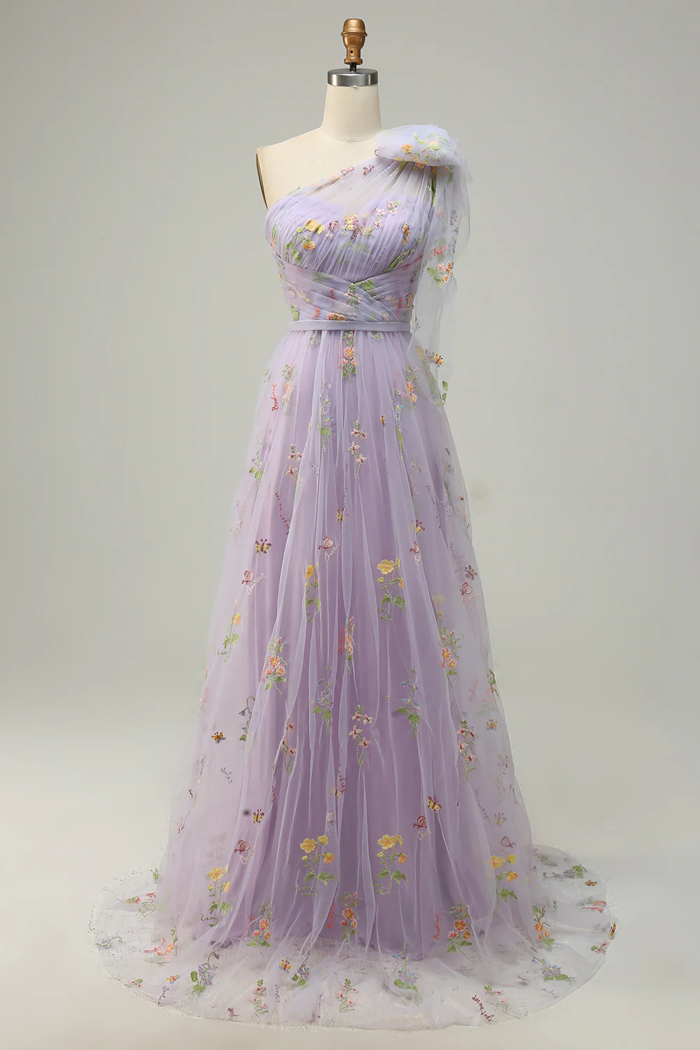 A-Line Grey Blue Long Prom Dress With Embroidery - Image 7