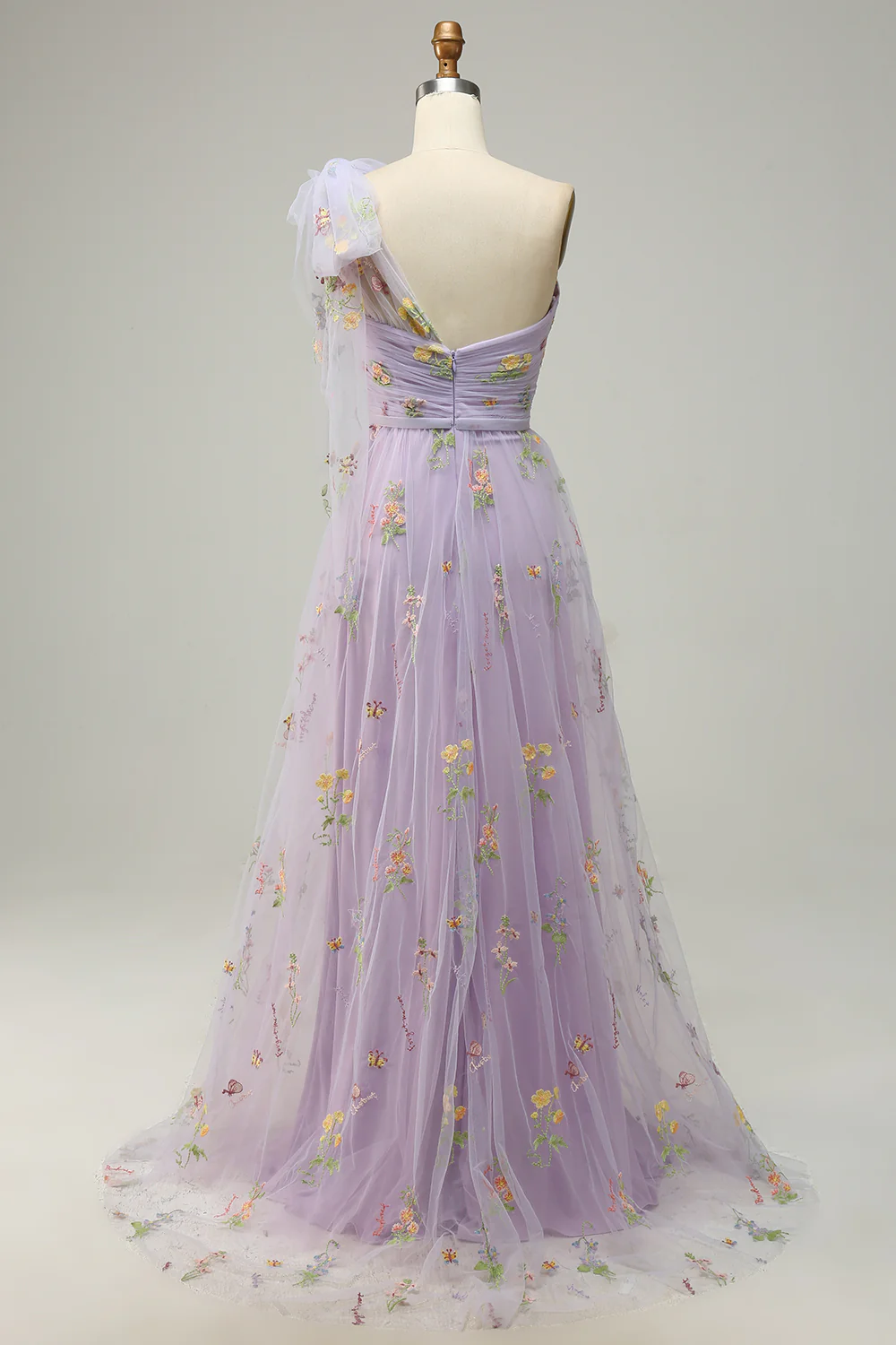 A-Line Grey Blue Long Prom Dress With Embroidery - Image 8