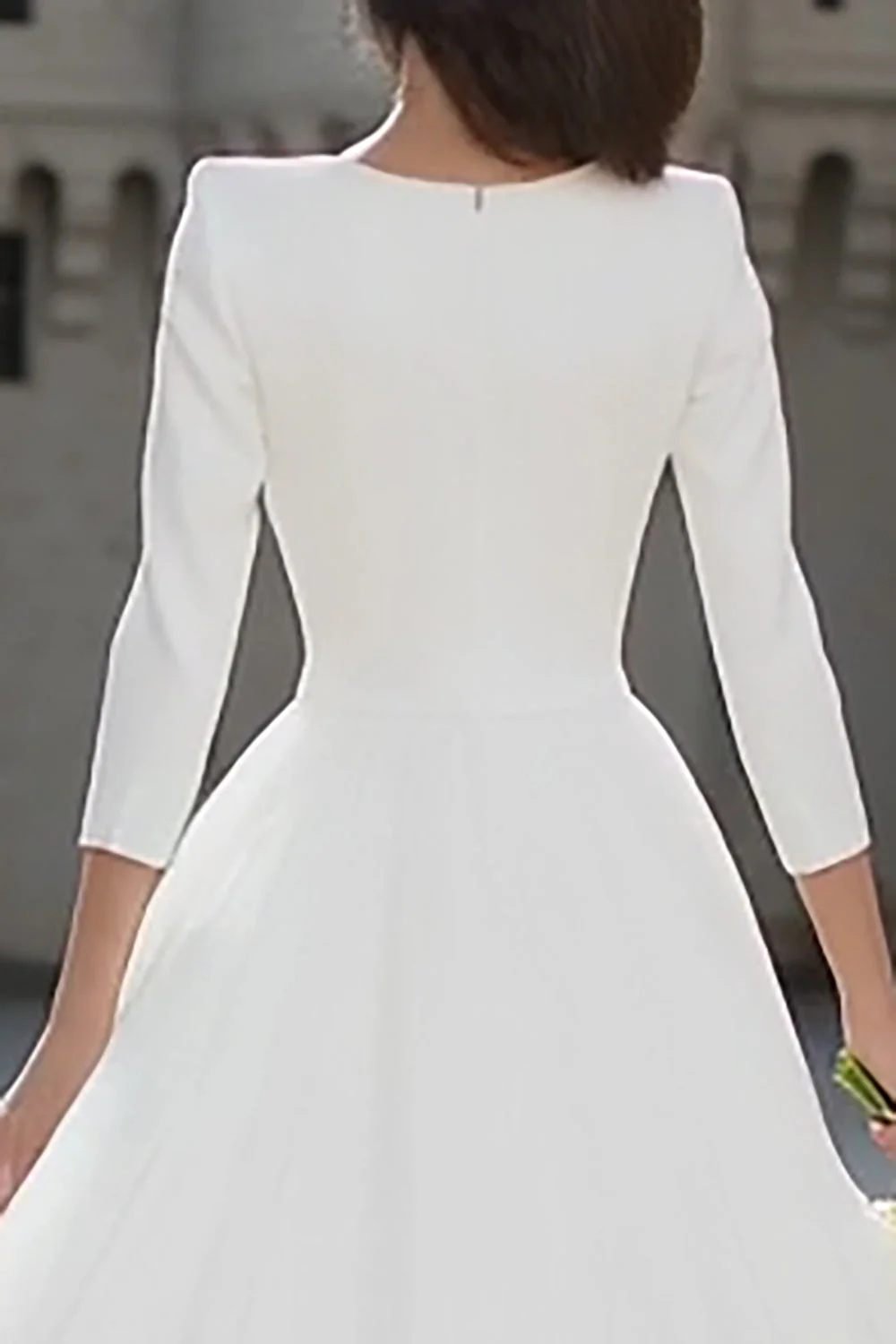 A-Line Ivory V-Neck Midi Engagement Dress - Image 4