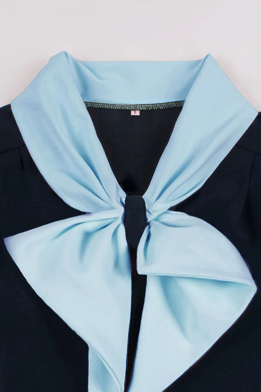 A-Line Navy Retro Button Up Vintage Dress with Short Sleeves - Image 3