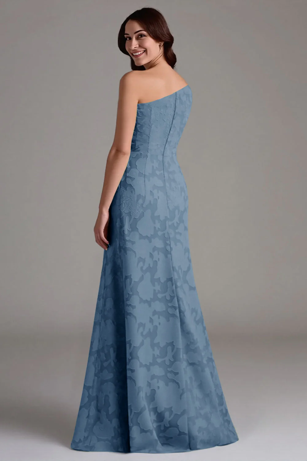 A-Line One Shoulder Ruched Eucalyptus Bridesmaid Dress - Image 10