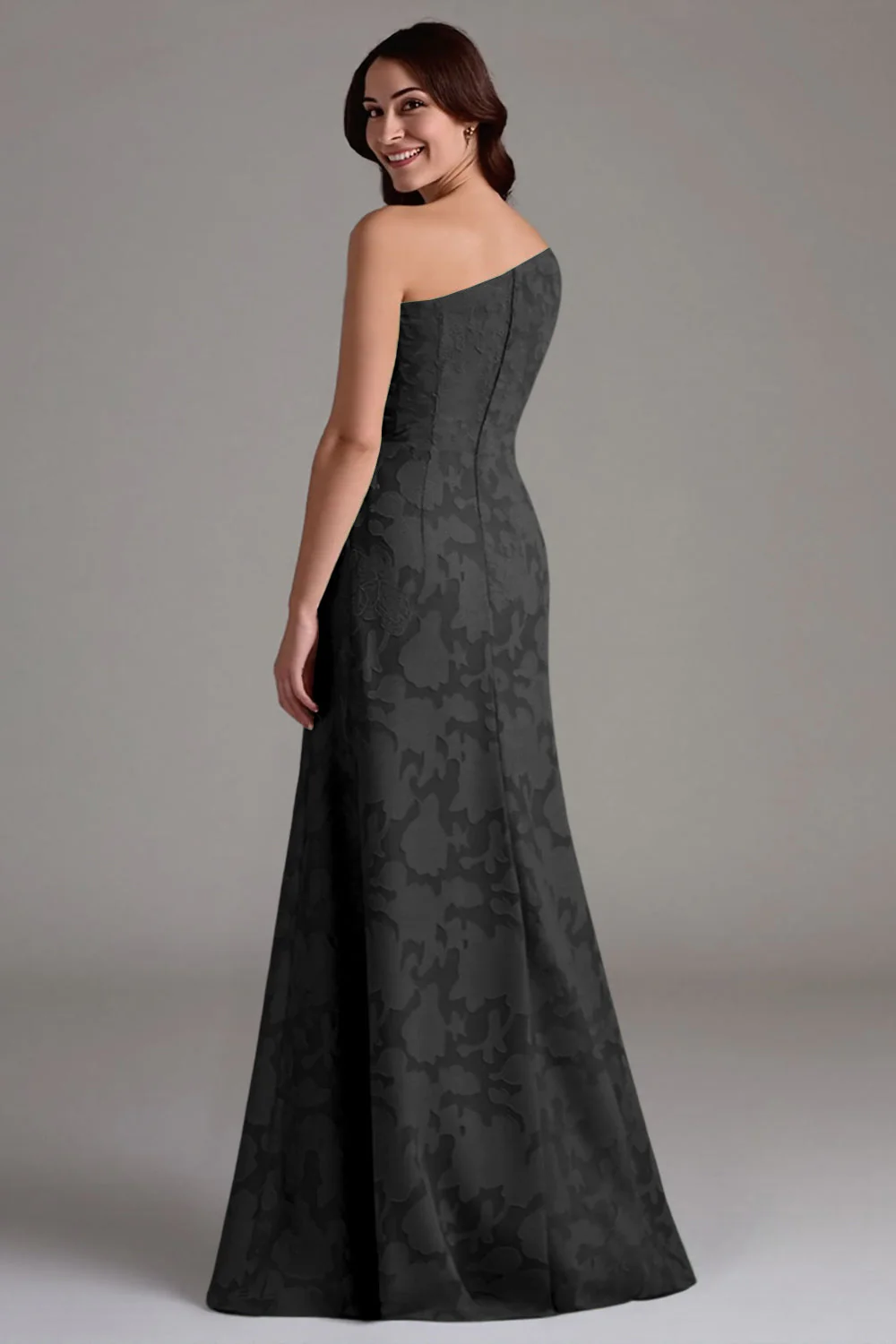 A-Line One Shoulder Ruched Eucalyptus Bridesmaid Dress - Image 6