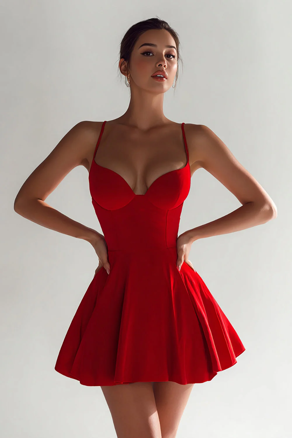 A Line Satin Spaghetti Straps Little Black Dress - Image 3