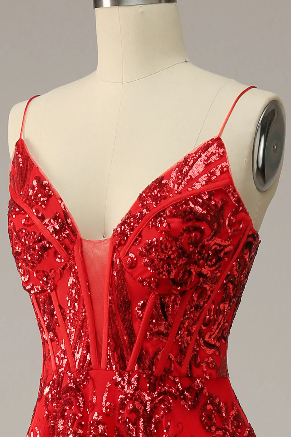 A Line Spaghetti Straps Burgundy Plus Size Prom Dress with Criss Cross Back - Image 6