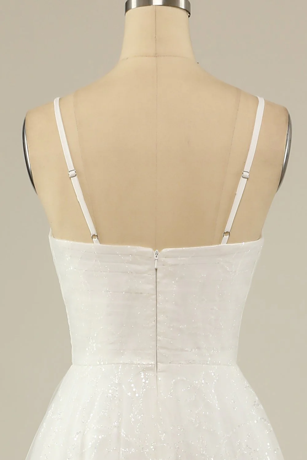 A Line Spaghetti Straps White Tulle Party Dress - Image 6