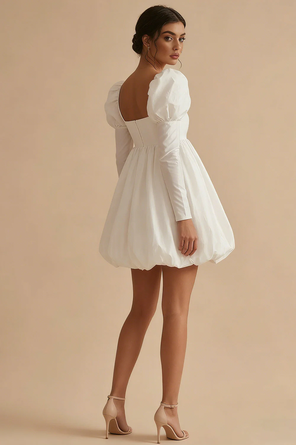 A-Line Square Neck Long Sleeves Graduation Dress - Image 3