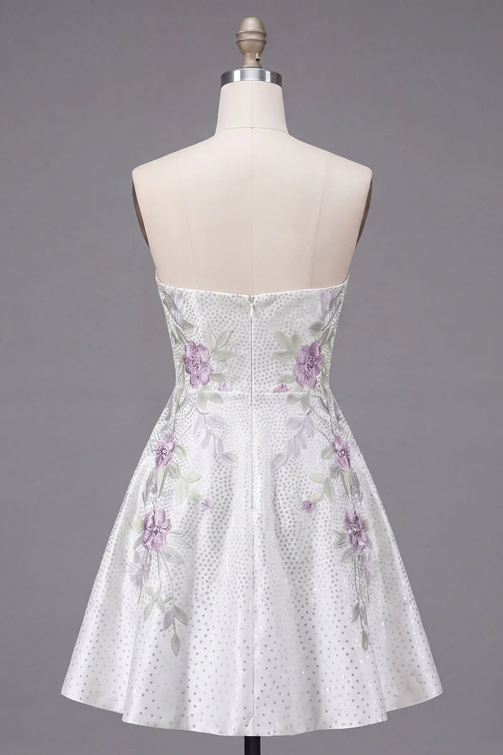Sweetheart White A-Line Cocktail Dress with Beading - Image 2