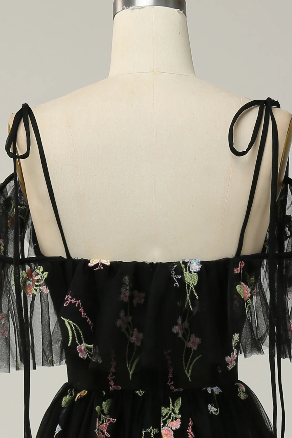 A-Line V-Neck Spaghetti Straps Embroidery Green Long Prom Dress with Slit - Image 11