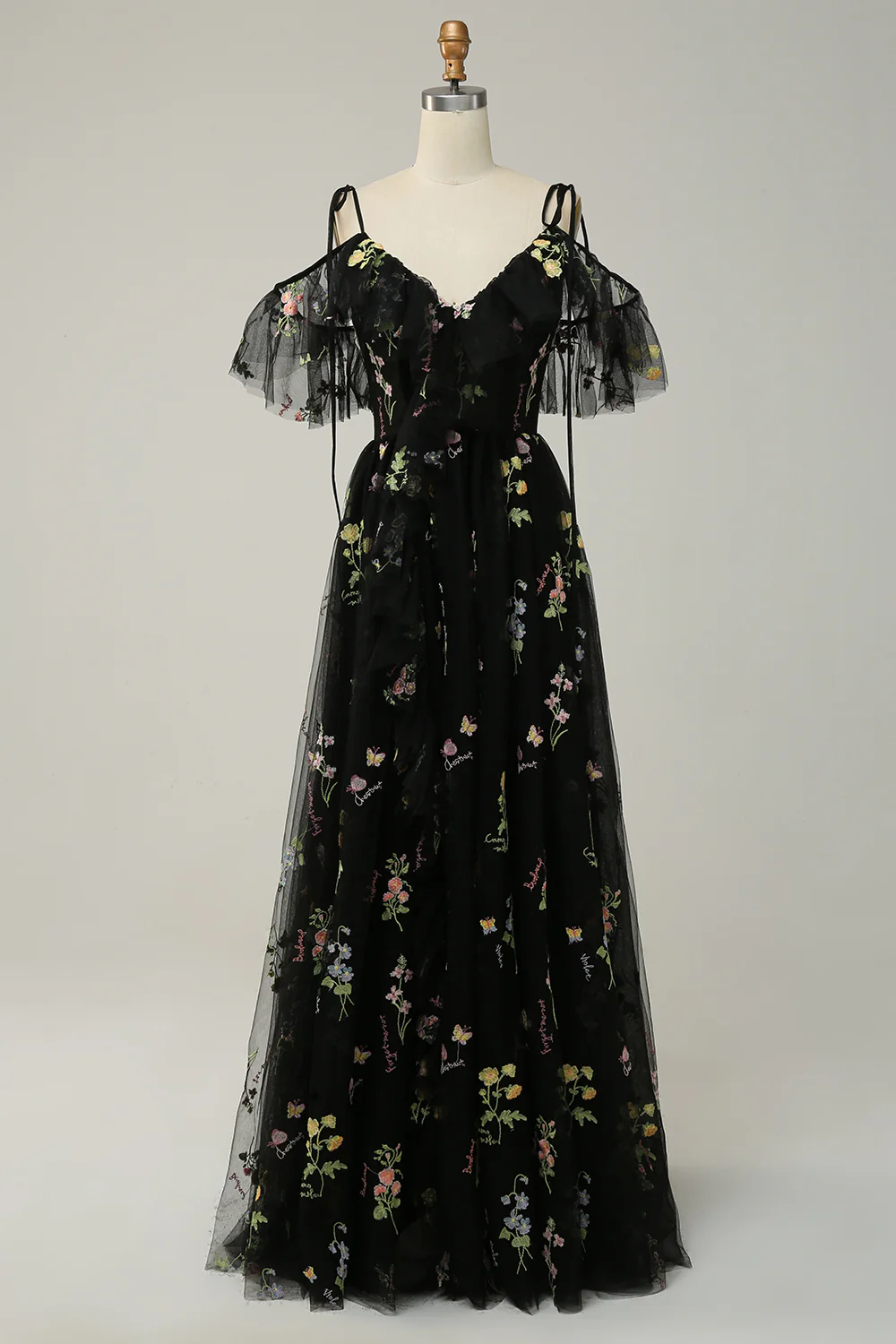 A-Line V-Neck Spaghetti Straps Embroidery Green Long Prom Dress with Slit - Image 7