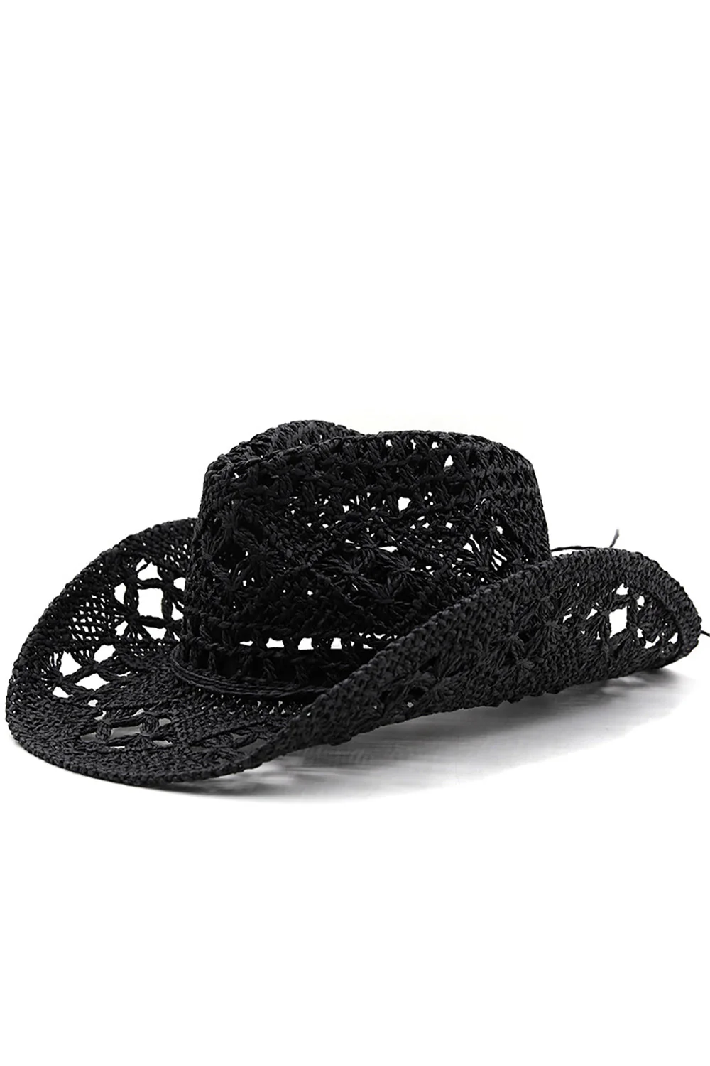 Apricot Knitting Western Cowboy Hat Straw Hat Hollow Out Sunhat - Image 10
