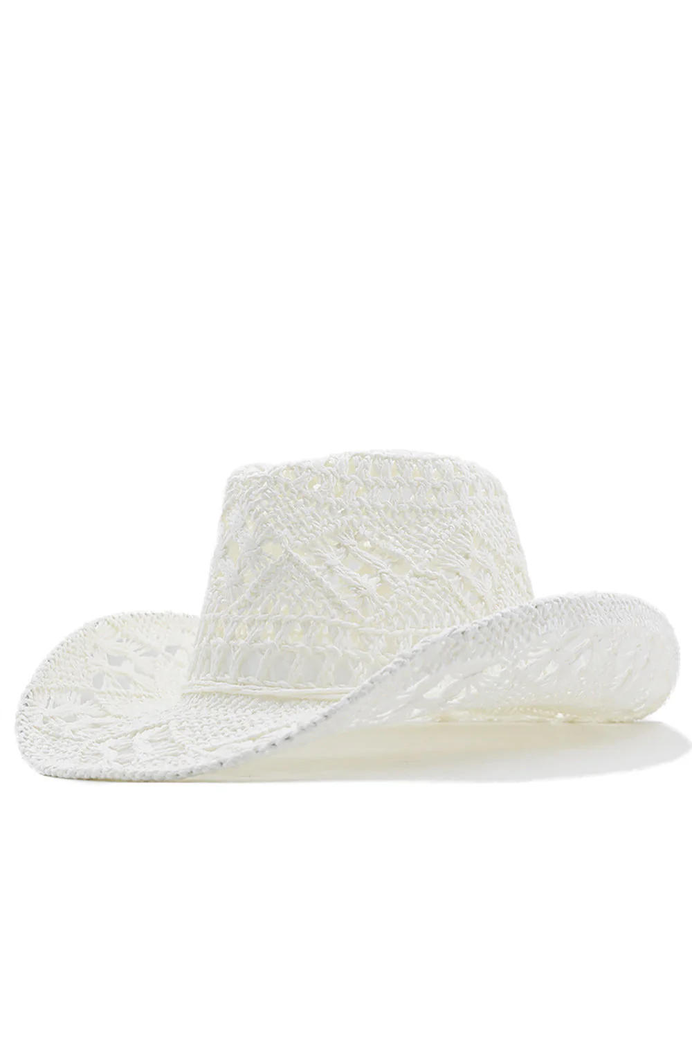 Apricot Knitting Western Cowboy Hat Straw Hat Hollow Out Sunhat - Image 5