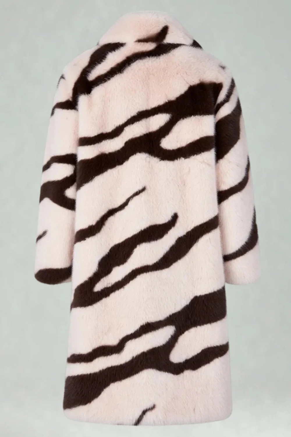 Apricot Zebras Faux Fur Open Front Long Men's Coat - Image 5