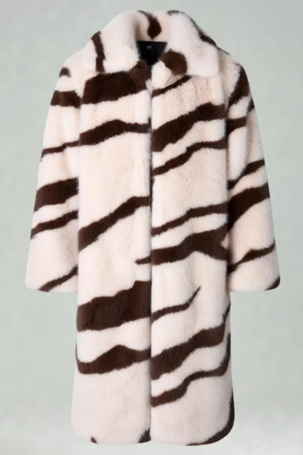 Apricot Zebras Faux Fur Open Front Long Men's Coat - Image 6