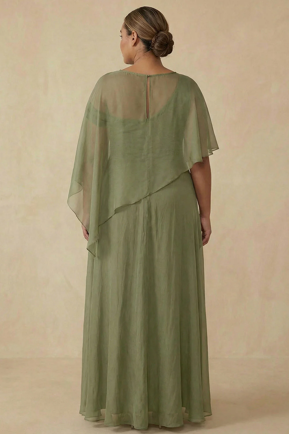 Asymmetrical Dusty Sage A Line Plus Size Mother Of The Bride Dress - Image 2