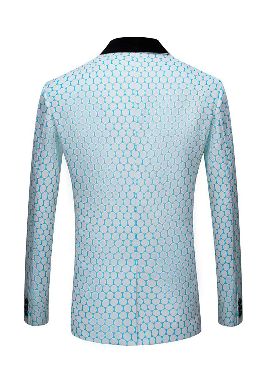 Biege Dots Jacquard 2 Piece Men's Prom Suits - Image 11