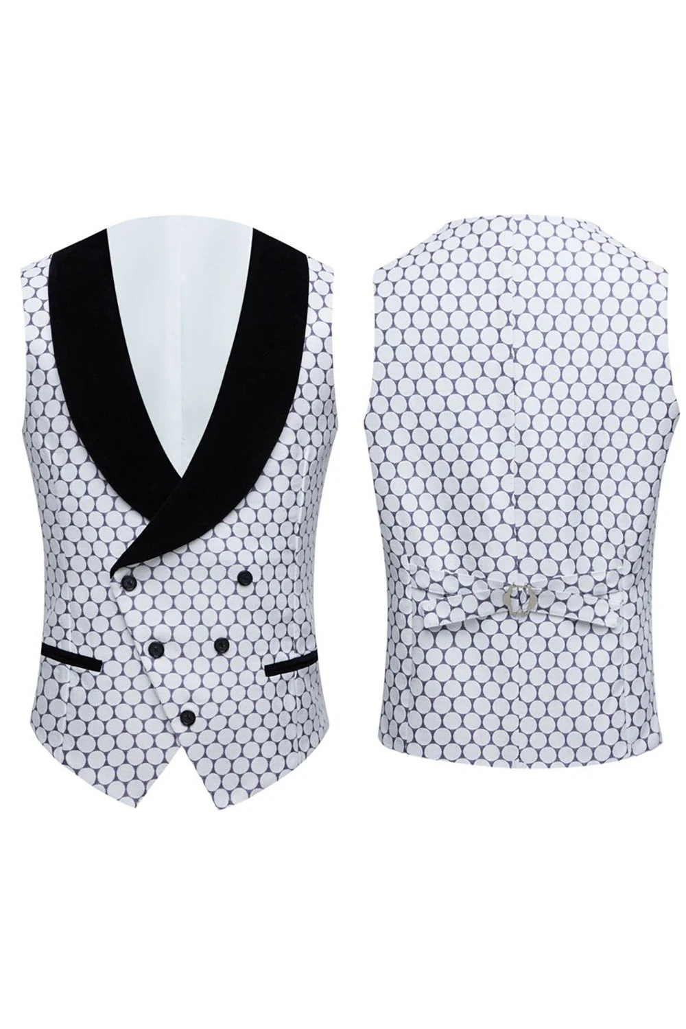 Biege Dots Jacquard 2 Piece Men's Prom Suits - Image 3
