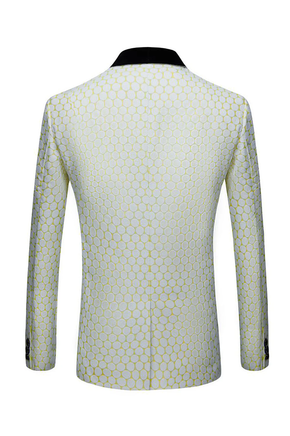 Biege Dots Jacquard 2 Piece Men's Prom Suits - Image 5
