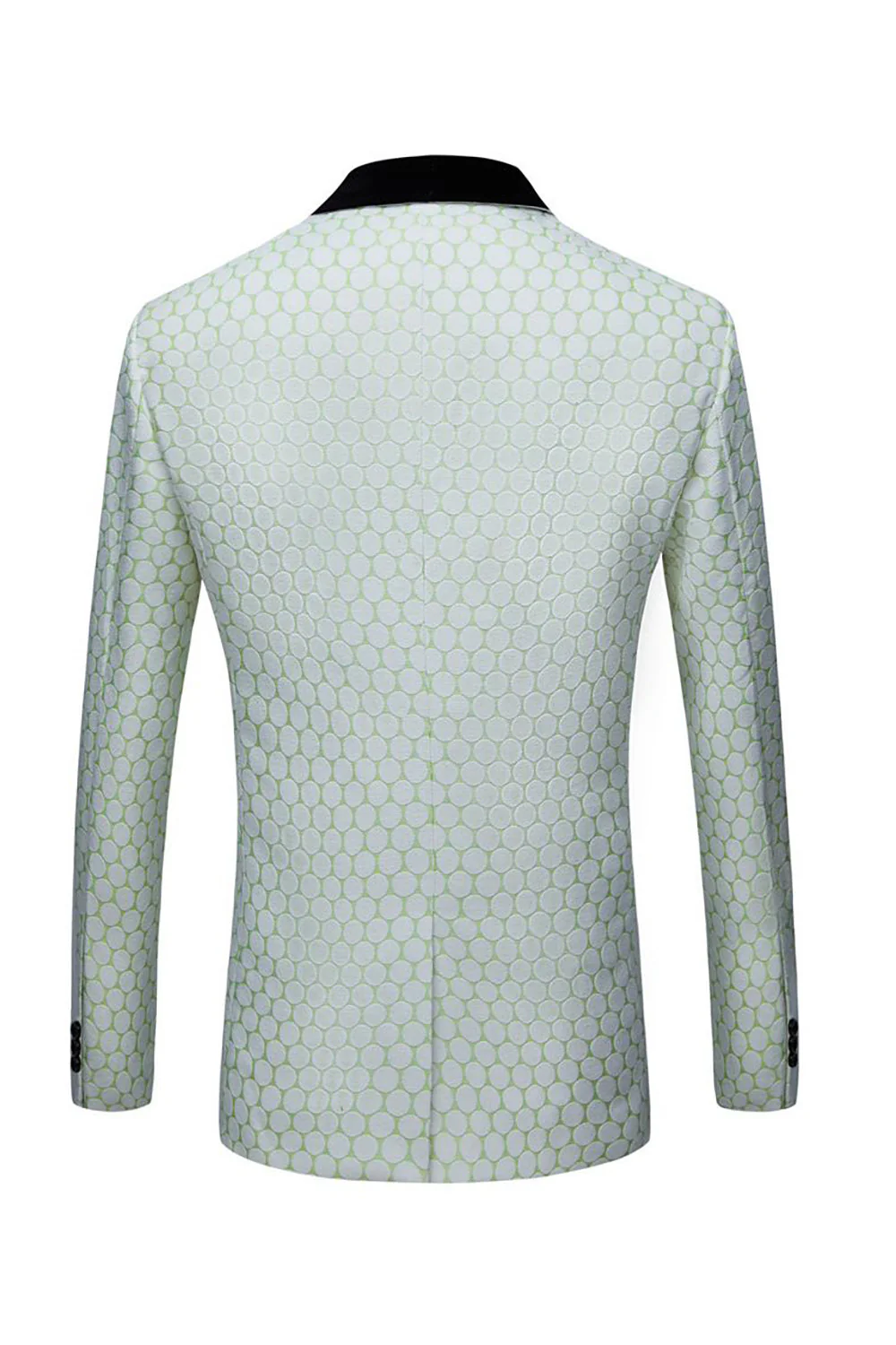 Biege Dots Jacquard 2 Piece Men's Prom Suits - Image 8