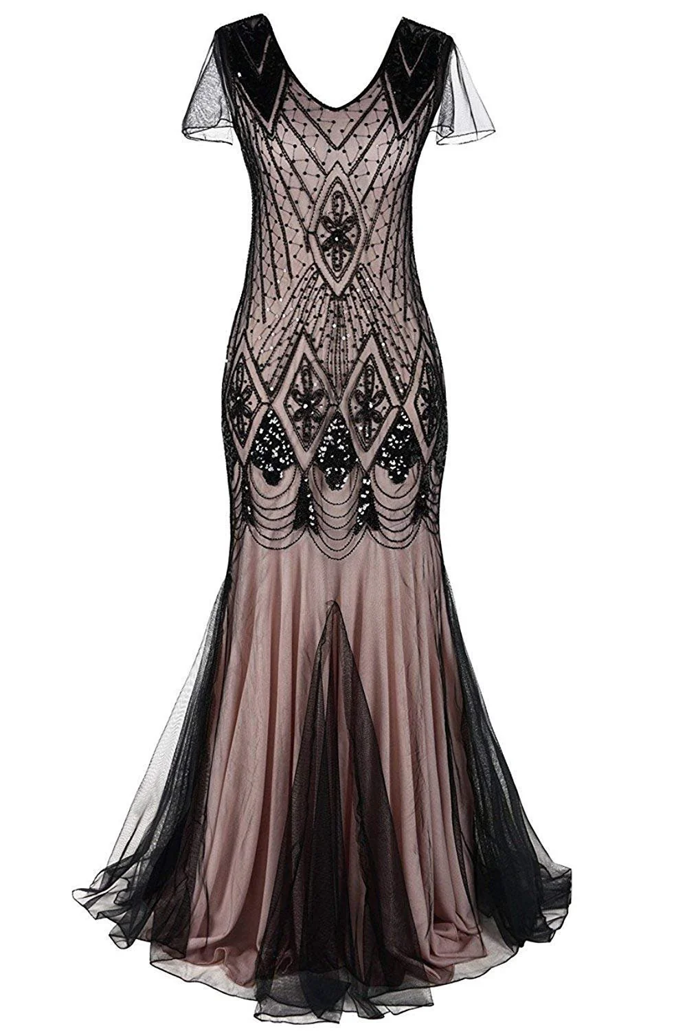 Black 1920s Sequins Flapper Long Dress - Image 8