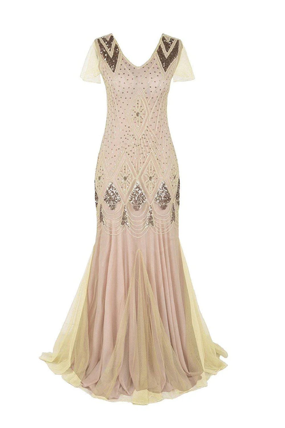 Black 1920s Sequins Flapper Long Dress - Image 9