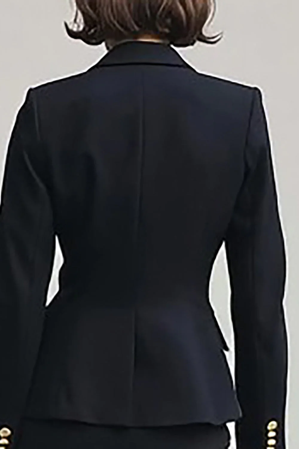 Black 2 Piece Notched Lapel Pencil Midi Work Dress - Image 4