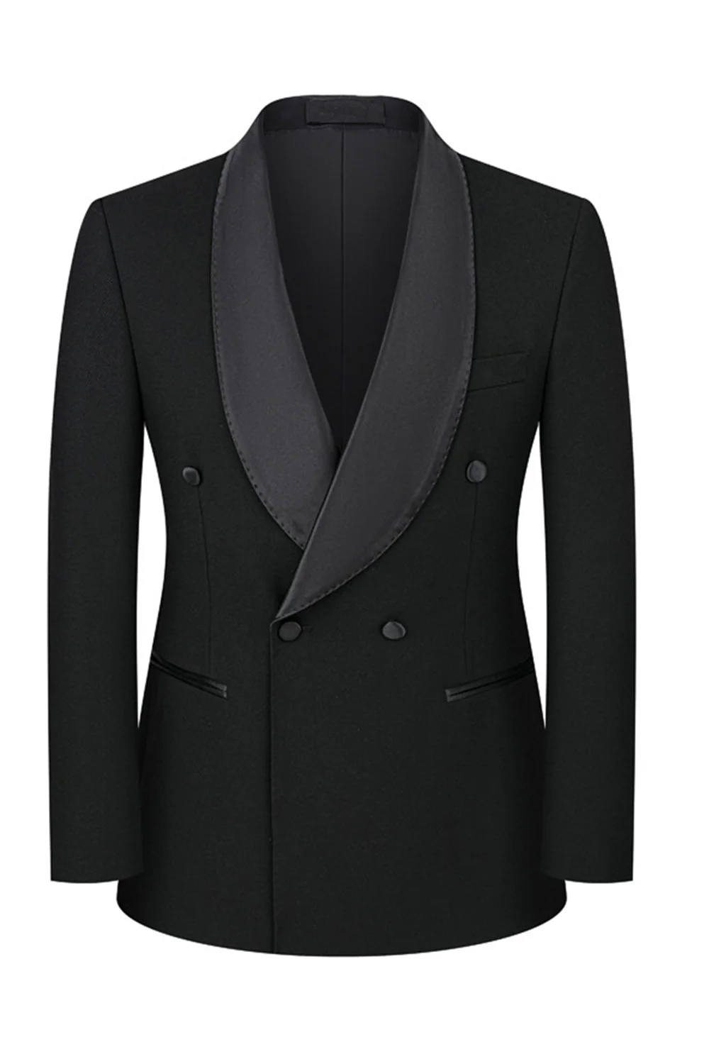 Black 2-piece Shawl Lapel Double-Breasted Men's Suits - Image 3