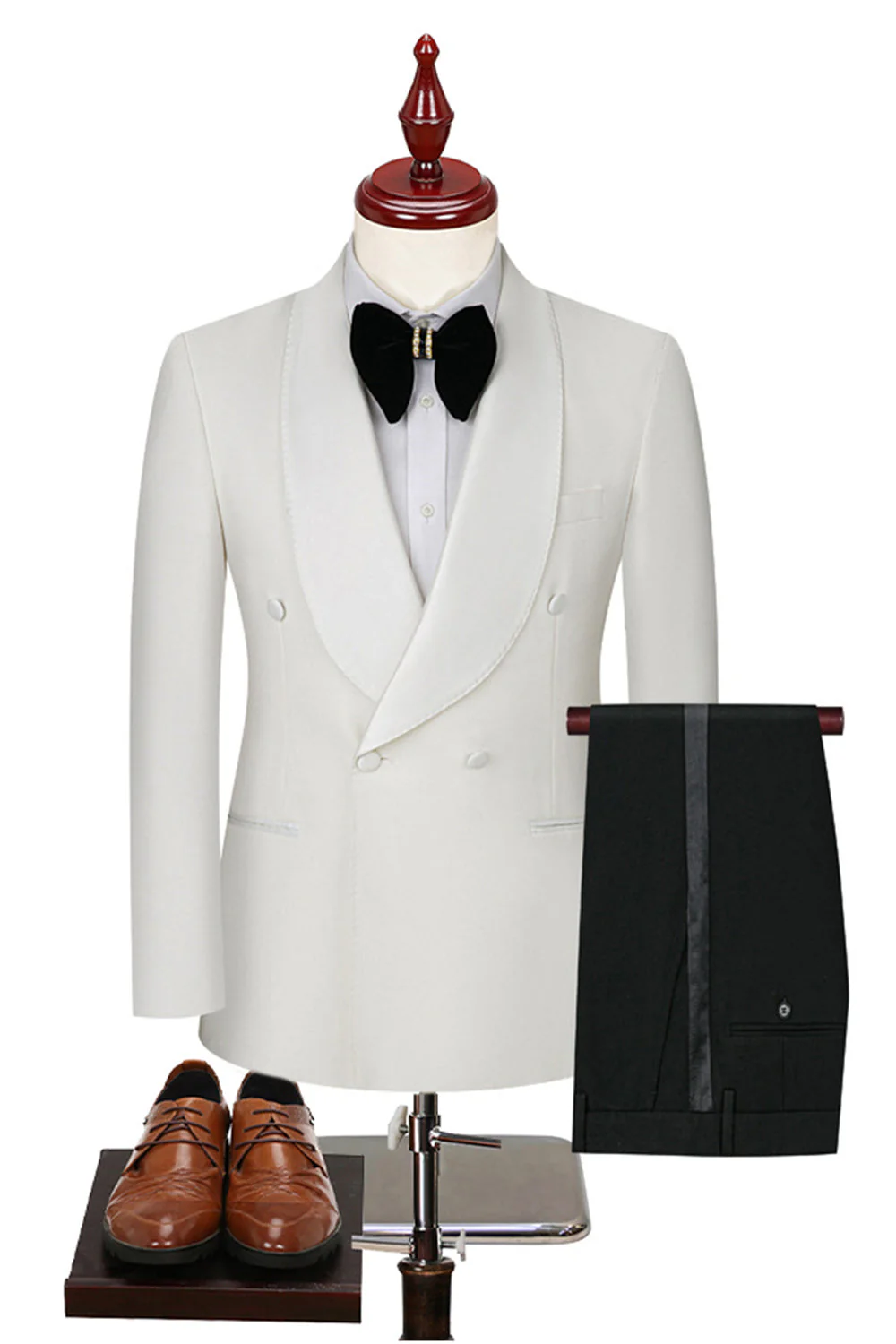 Black 2-piece Shawl Lapel Double-Breasted Men's Suits - Image 7