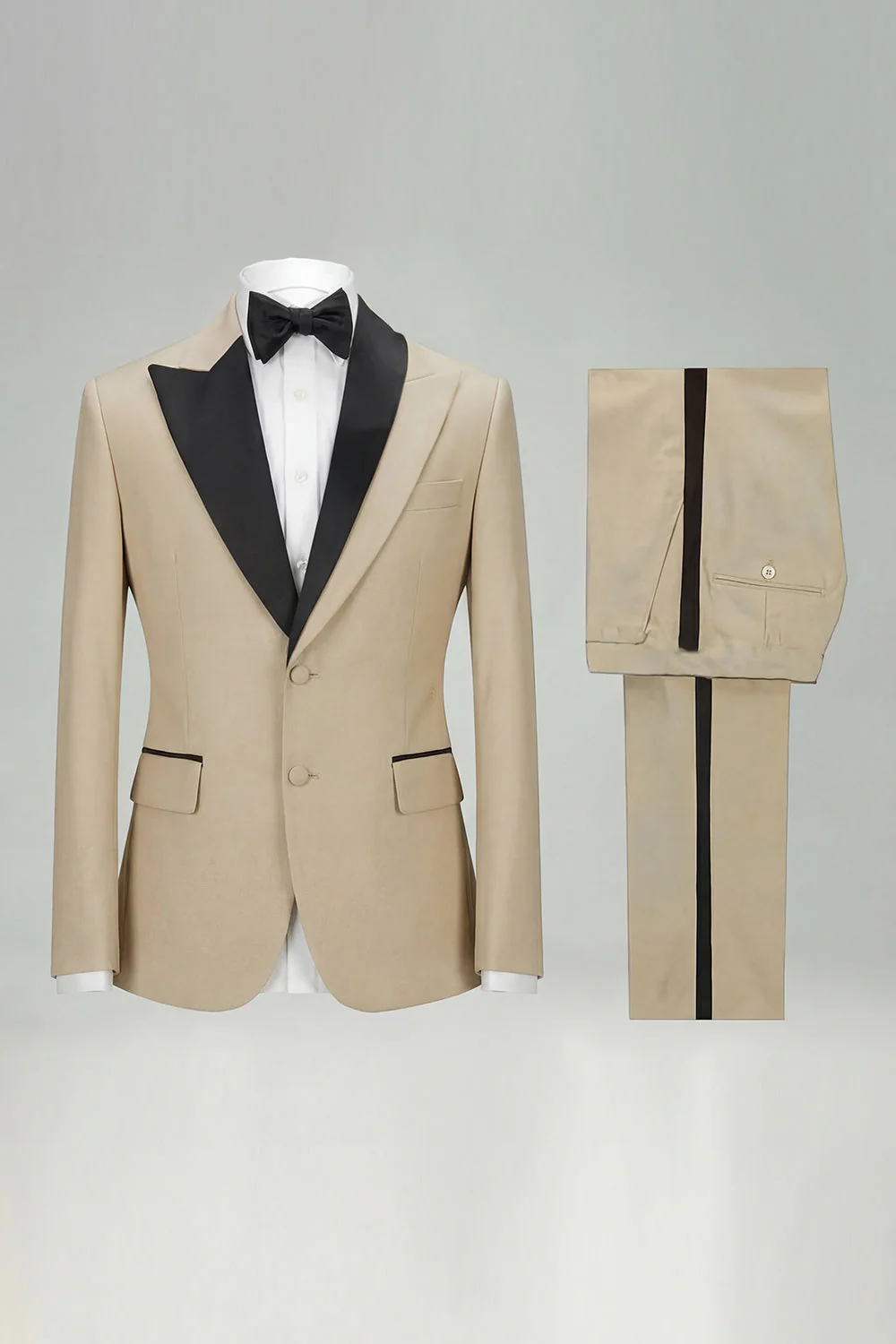 Black 2 Piece Single Breasted Peak Lapel Men's Suits - Image 4