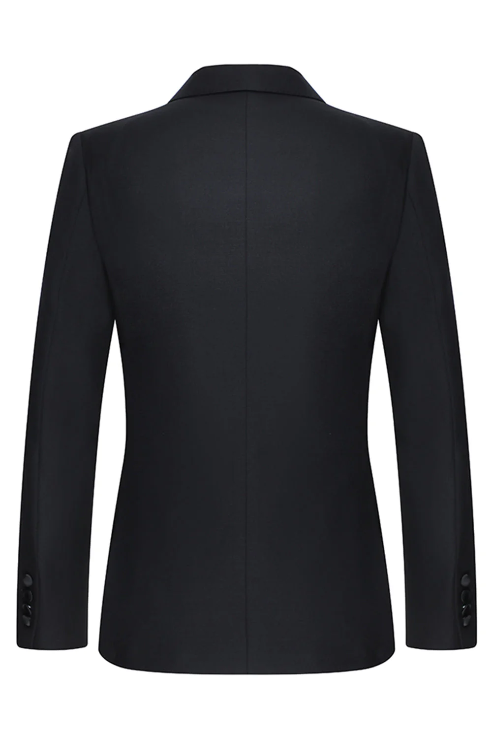 Black 3 Piece Peak Lapel Slim Fit Men's Wedding Suits - Image 3
