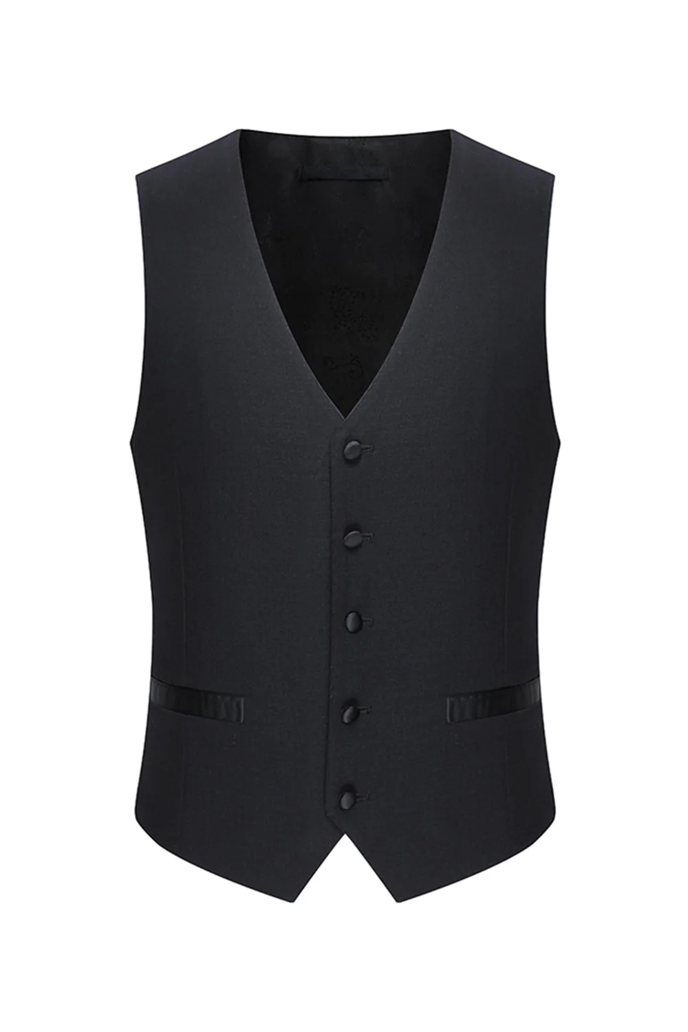 Black 3 Piece Peak Lapel Slim Fit Men's Wedding Suits - Image 5