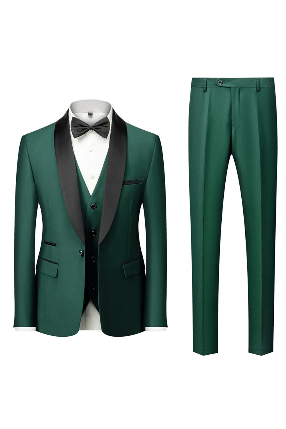 Black 3-Pieces Shawl Lapel Slim Fit Men's Suits - Image 13
